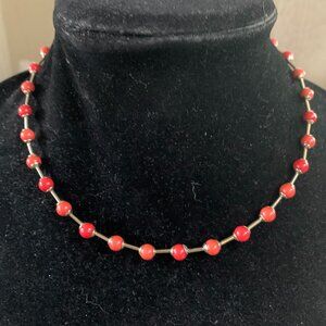 Coral Beaded Collar 18" Necklace by V